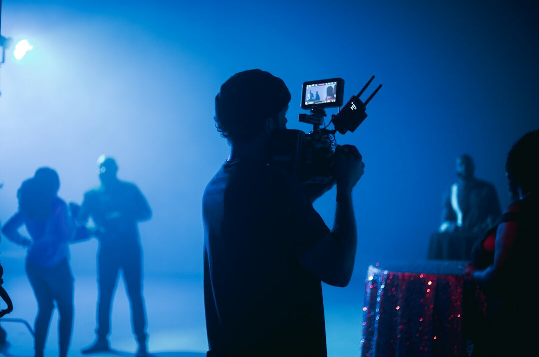 young director filming