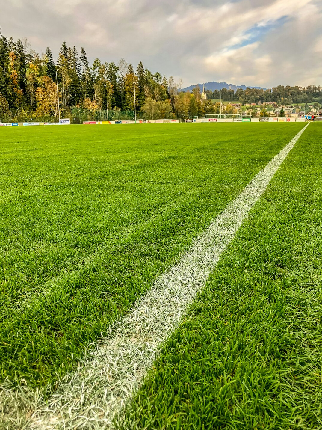 Football stadium pitch seen from the stands